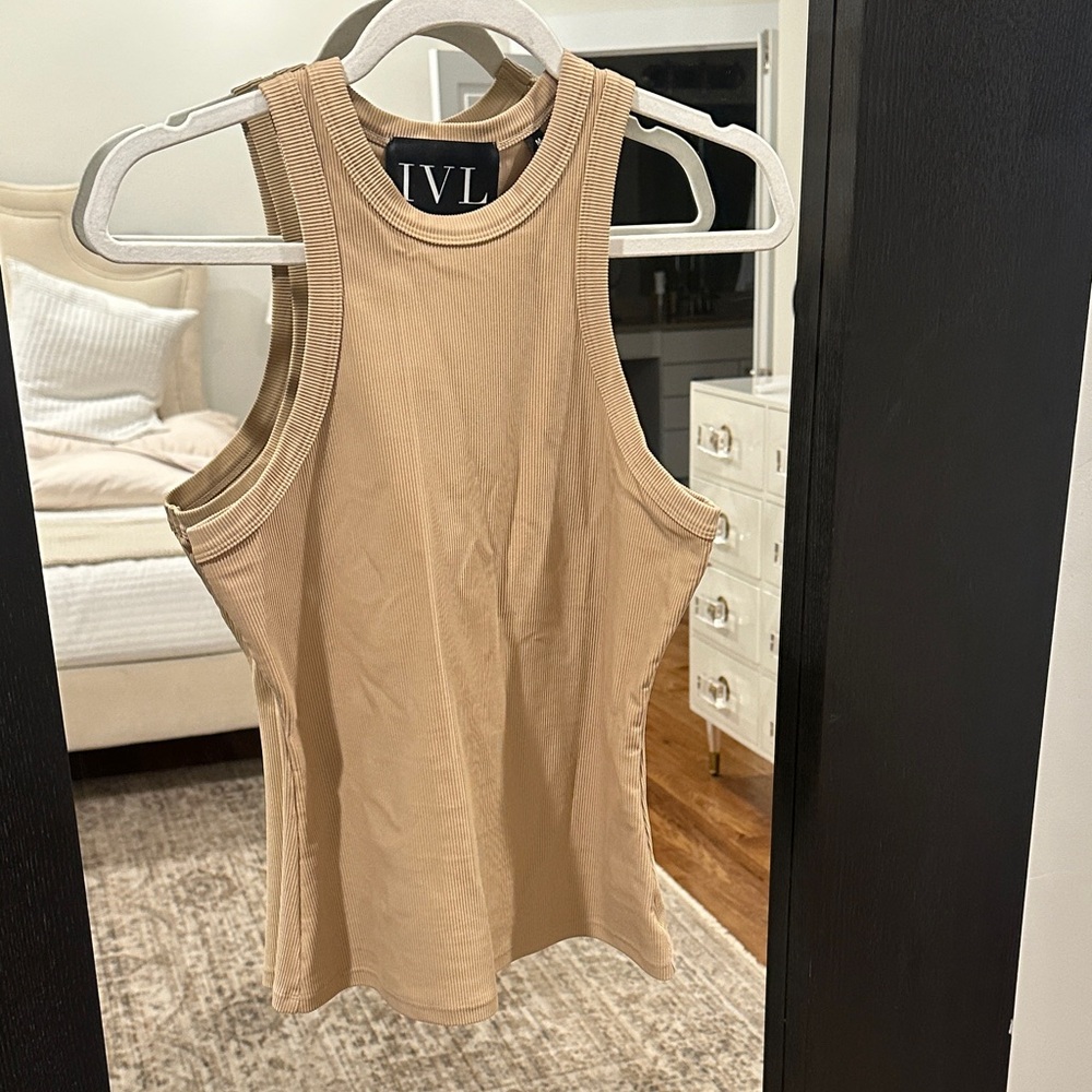IVL Tan Ribbed Tank Top